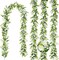 6FT Eucalyptus Garland with Flowers, 4 Pack Greenery Hanging Faux Eucalyptus Garland Suitable for Table Wedding Backdrop Arch Wall Party Spring UV Protected Indoor Outdoor Decorations